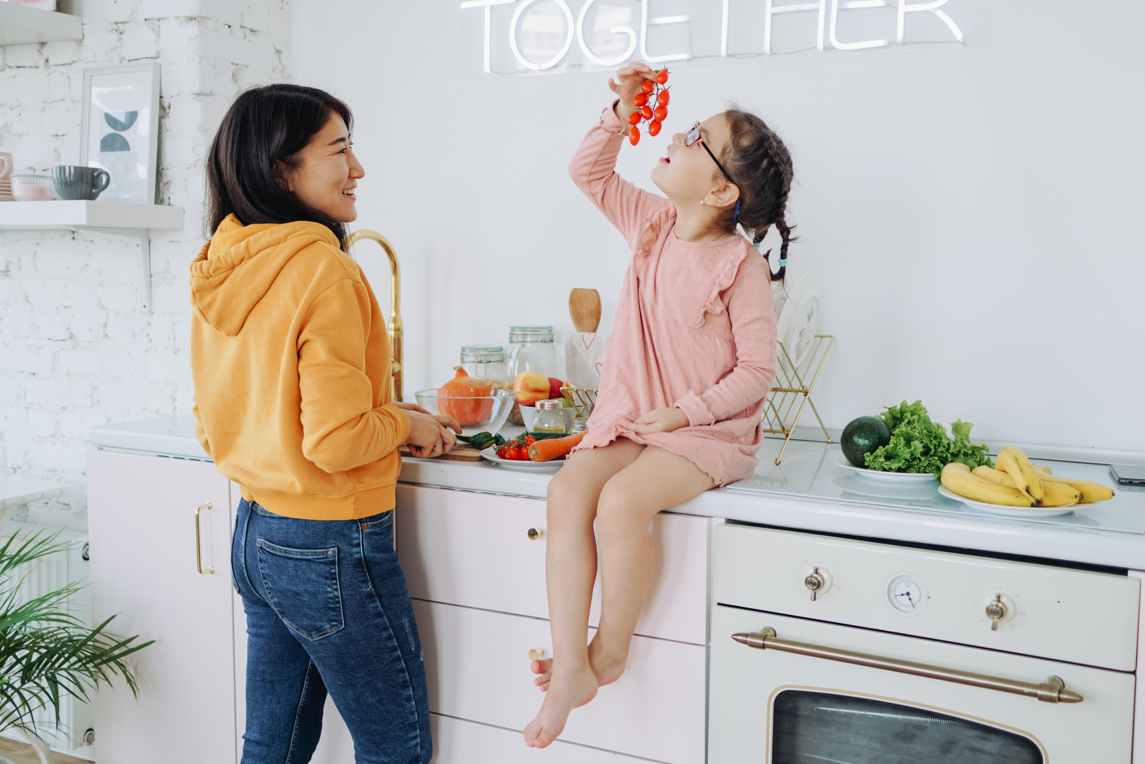 Little Girl Eating Healthy Food 